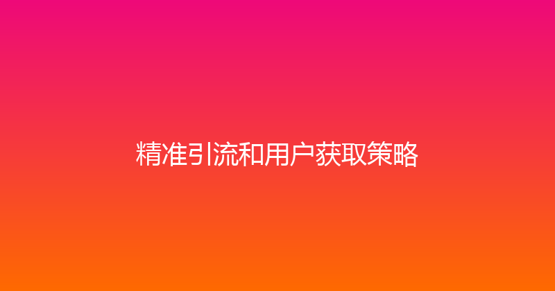 精准引流和用户获取策略 封面图